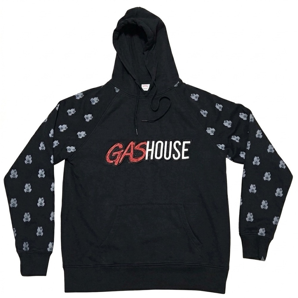 Backwoods x Gas House Mens Black Raglan Hoodie Gas Mask Print Large
